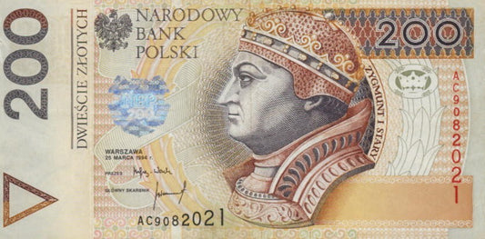 POLSKA Banknot 200 zł / 1994 r. XX - z BŁĘDEM