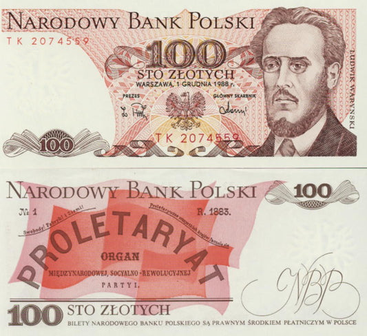 POLSKA Banknot 100 zł / 1988 r. X X - seria TK