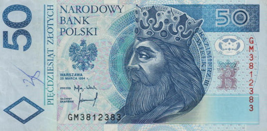 POLSKA Banknot 50 zł / 1994 r. XX - ODMIANA / z BŁĘDEM
