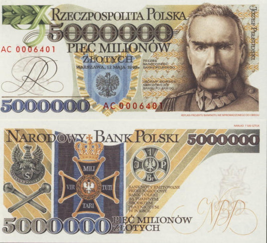 POLSKA Banknot 5.000.000 zł / 1995 r. XX - Józef Piłsudski