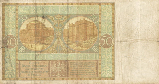 POLSKA Banknot 50 zł / 1929 r. XX. - seria CL.