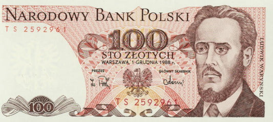 POLSKA Banknot 100 zł / 1988 r. X X - seria TC