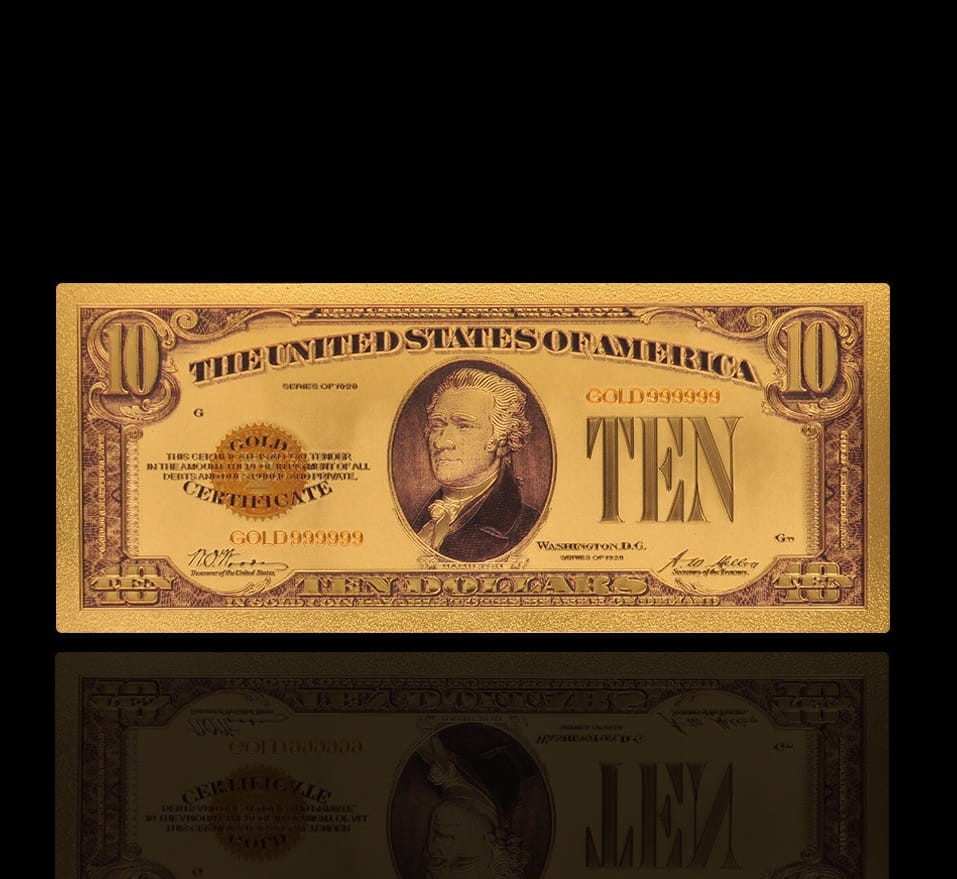 USA: Banknot złocony 10$ - DZIESIĘĆ dolarów /1928
