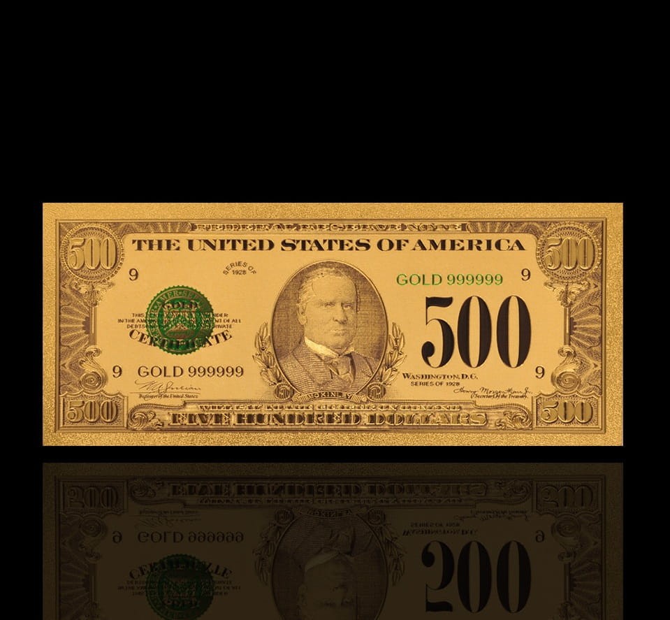 USA: Banknot złocony 500$ - PIĘĆSET dolarów /1928