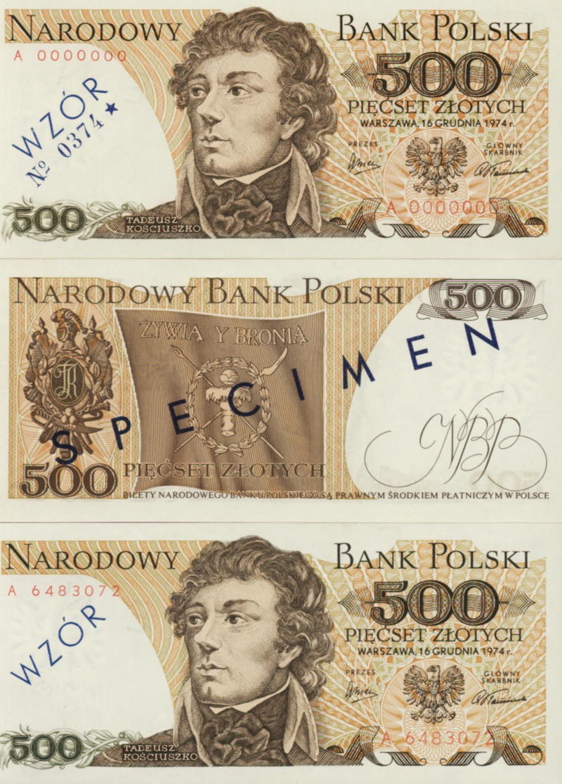 POLSKA Specimen 500 zł / 1974 r. X -  z BŁĘDEM (4)
