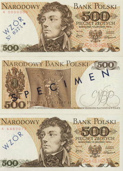 POLSKA Specimen 500 zł / 1974 r. X -  z BŁĘDEM (4)