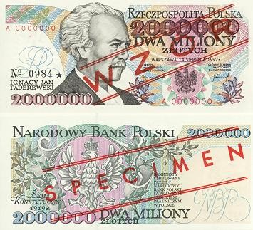 POLSKA  Banknot 2.000.000 zł / 1992 r. X - seria B