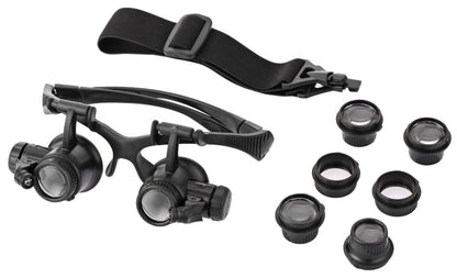 Okulary zegarmistrzowskie (typ 1b): wymienne soczewki, podświetlenie LED