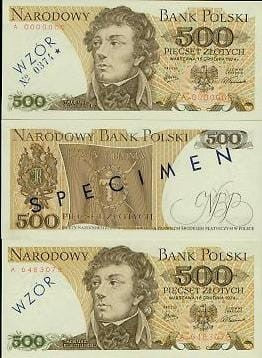 POLSKA Specimen 500 zł / 1974 r. X -  z BŁĘDEM (4)
