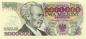 POLSKA  Banknot 2.000.000 zł / 1992 r. X (z BŁĘDEM) - seria A