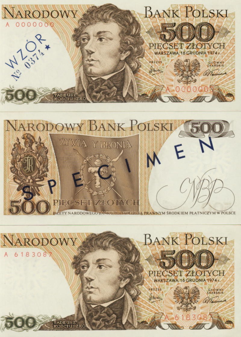 POLSKA Specimen 500 zł / 1974 r. X -  z BŁĘDEM (3)