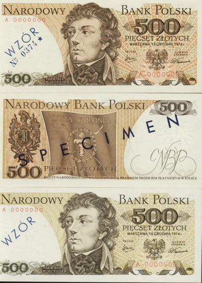 POLSKA Specimen 500 zł / 1974 r. X -  z BŁĘDEM (1)