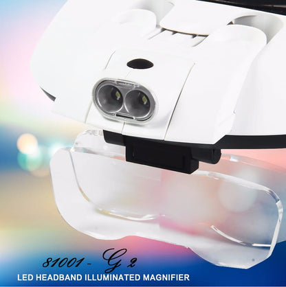 Okulary jubilerskie (typ 5): podwójny system soczewek, podświetlenie LED