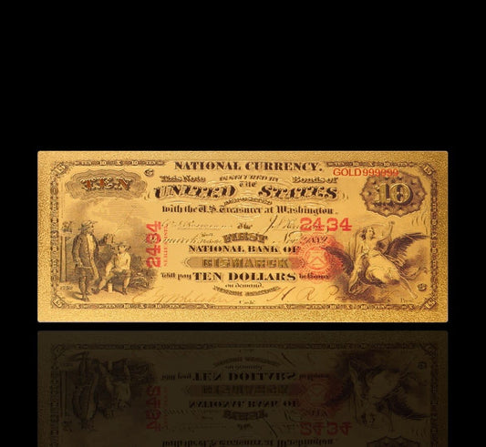 USA: Banknot złocony 10$ - DZIESIĘĆ dolarów /1875