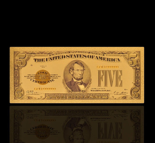 USA: Banknot złocony 5$ - PIĘĆ dolarów /1928